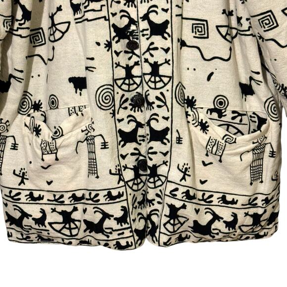 Primitive Arts Black & White Reversible Southwestern Aztec Button Up Jacket - Picture 7 of 12